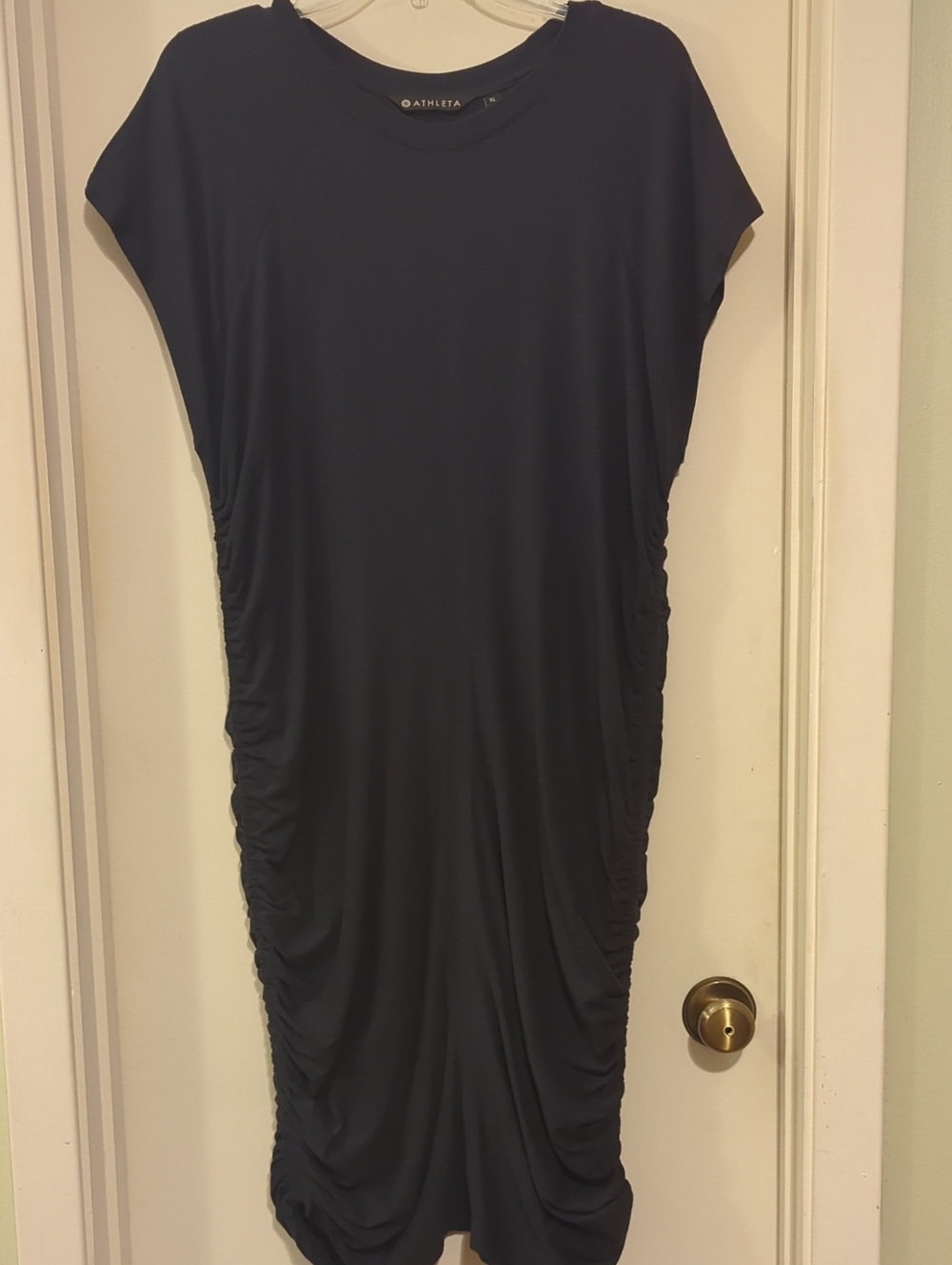 Athleta Black Ruched Side Midi Dress